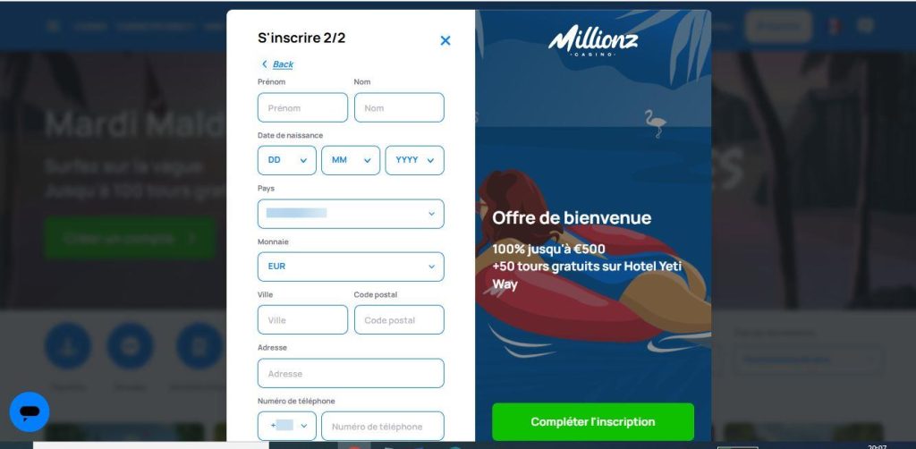 inscription millionz2