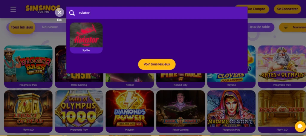 simsinos avec aviator